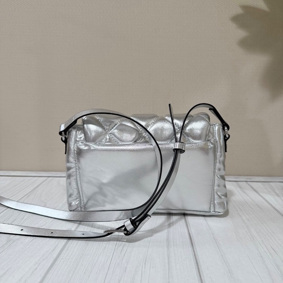 Jason Wu Quilted Vegan Leather Metallic Silver Small Crossbody Bag - Picture 4 of 10
